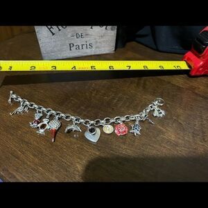 WOMENS VINTAGE 925 STERLING SILVER CHARM BRACELET 30g